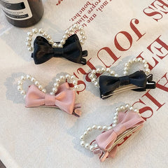 Chic Trendy Kawaii Hair Accessories for Kids Fashionable Sweet Cute Bowknot Imitation Pearl Alloy Chic for Baby Girls Alligators