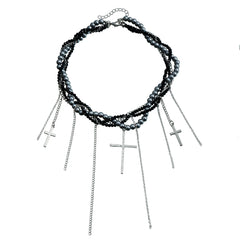 Fashion Beads Layered Wearing Cross Gothic Necklaces for Girls Sweet Spicy Trendy Jewelry for Women Ladies Accessories Wholesale