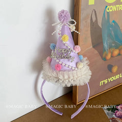 Cute Sweet Birthday Cake Headband for Baby Girls Luxurious Glitter Hair Accessories Children's Stock