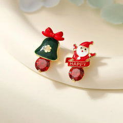Women Christmas Festival Style Bell Father Christmas Small Stud Earring Fashion Chic Cute Wholesale Jewelry Accessory for Daily