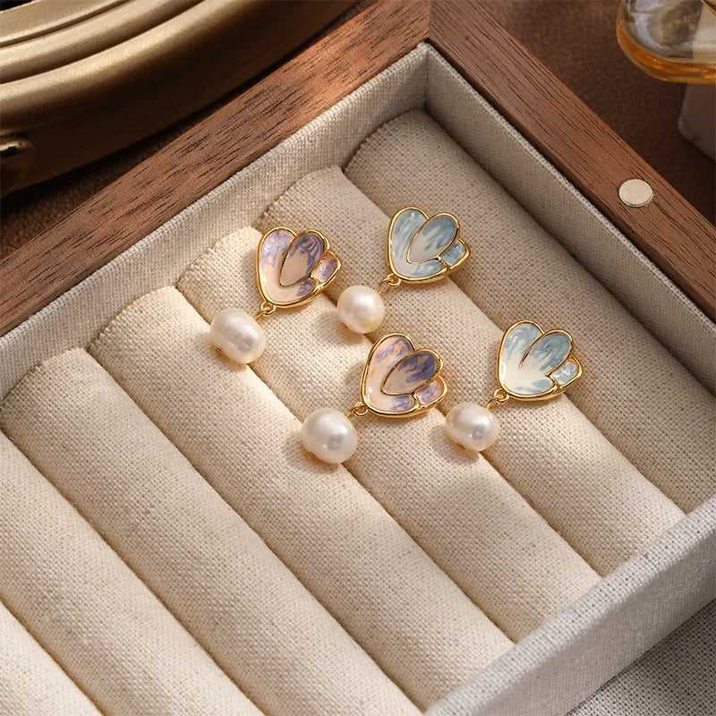 Women Blue Freshwater Pearl S925 Silver 18k Gold-plated Drop Earring Fashion Elegant Low MOQ in Stock Jewelry for Female Causal
