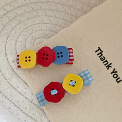 2025 New Design Acrylic Button Multicolor Small Alligator Clips Fashion Beauty Wholesale Stock Hairpins Accessories Kids Carton