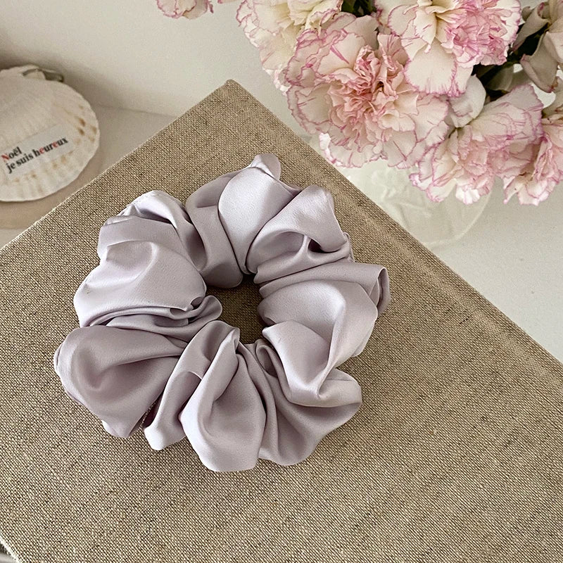 Women Large Solid Color Ponytail Holder Scrunchies Fashion Elegant Simple Wholesale in Store Hair Ties Accessories for Daily Use