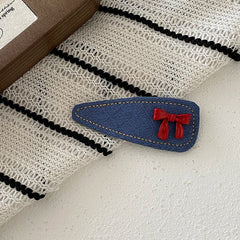 Fashion Demin Solid Color Red Bowknot Hair Clips for Girls Elegant Sweet Cute Haarspange for Women Ladies Hair Accessories Chic