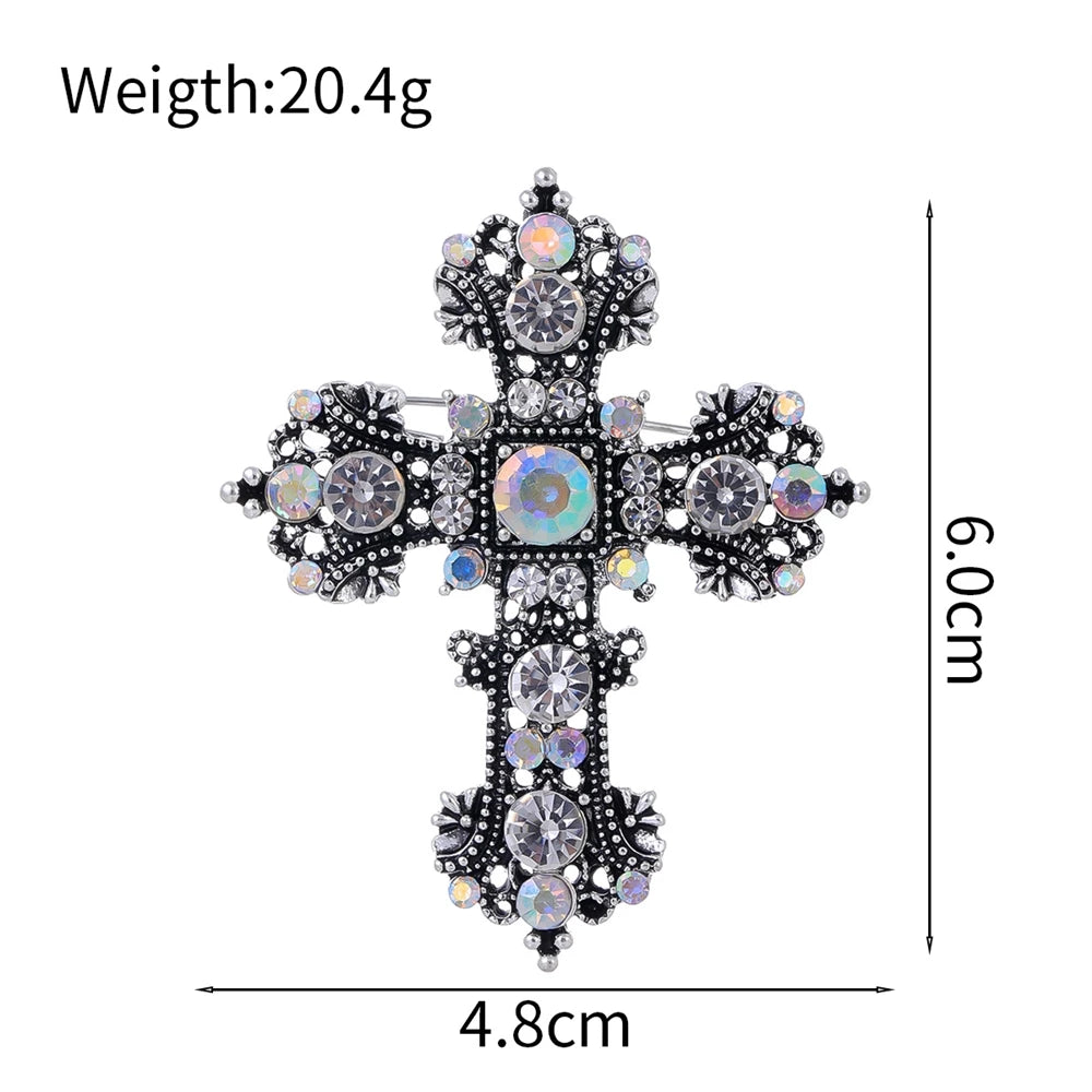Fashion Cross Vintage Retro Elegant Brooches for Girls Graceful Pins Jewelry for Women Ladies Accessories Wholesale New Design