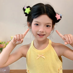 2025 Hot Sale Kids Star Solid Colored Elastic Hair Ties Fashion Sweet Beauty Wholesale in Stock Scrunchies Accessories for Girls