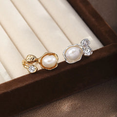 Fashion Simple Baroque Pearl White Zircon Rings for Girls Sweet White K Plated Jewelry for Women Ladies Wholesale China Factory