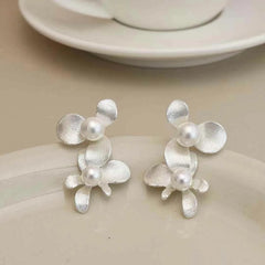 Female Bow Flower New Design Imitation Pearl Small Drop Earring Elegant Glamorous Luxurious Bulk Jewelry Accessories for Holiday