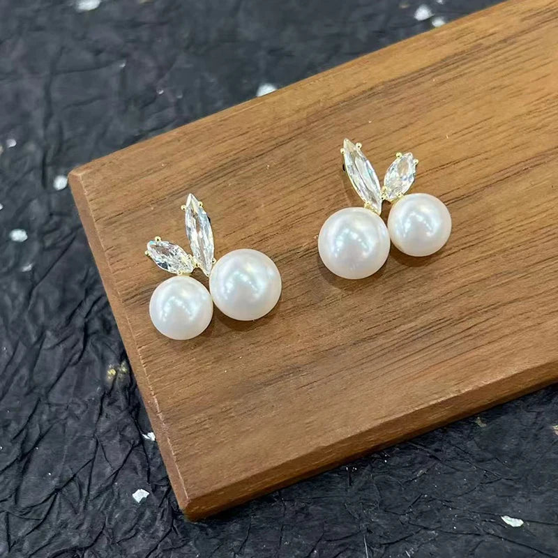 Girls Imitation Pearl Flower Shape Small Stud Earring Fashion Graceful Elegant High Quality Wholesale Daily Jewelry Accessories