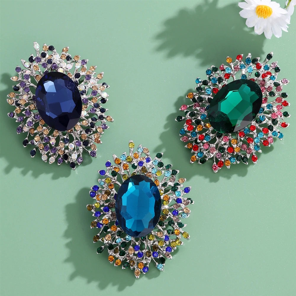 Fashion Glitter Rhinestone Vintage Luxury Brooches for Girls Sweet Elegant Pins Jewelry for Women Ladies Accessories Hot Sale
