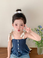 Solid Color Denim Flower Scrunchies for Baby Girls Classic Simple Hair Ties for Kids Children Teens Hair Accessories in Stock
