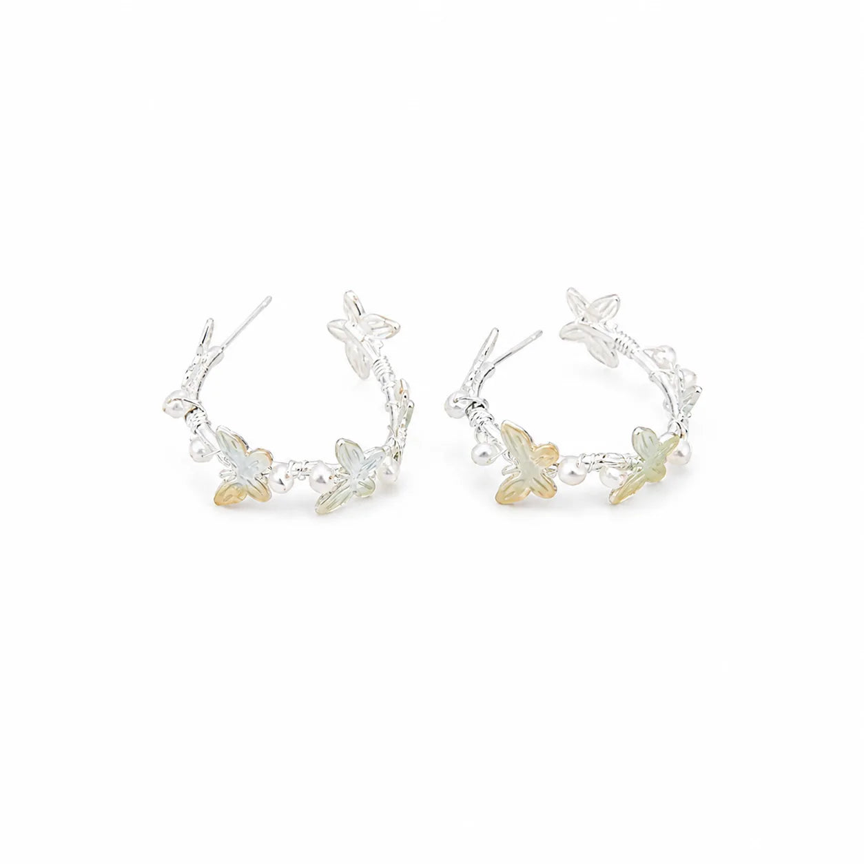 Fashion Flower Copper 18K Gold Plated Hoop Earrings for Girls Sweet Butterfly Jewelry for Women Ladies Wholesale China Supplier