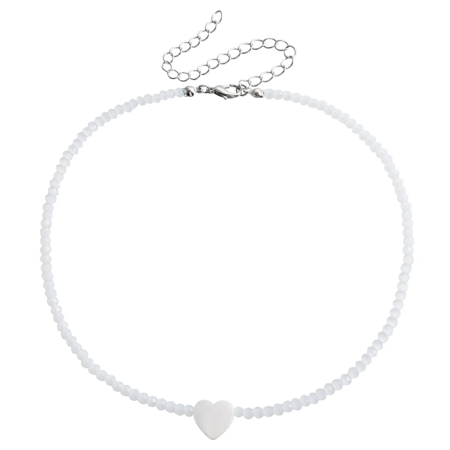 Fashion Simple Sweet Beads Heart Shaped Necklaces for Girls Stylish Glamorous Jewelry for Women Ladies Accessories Wholesale