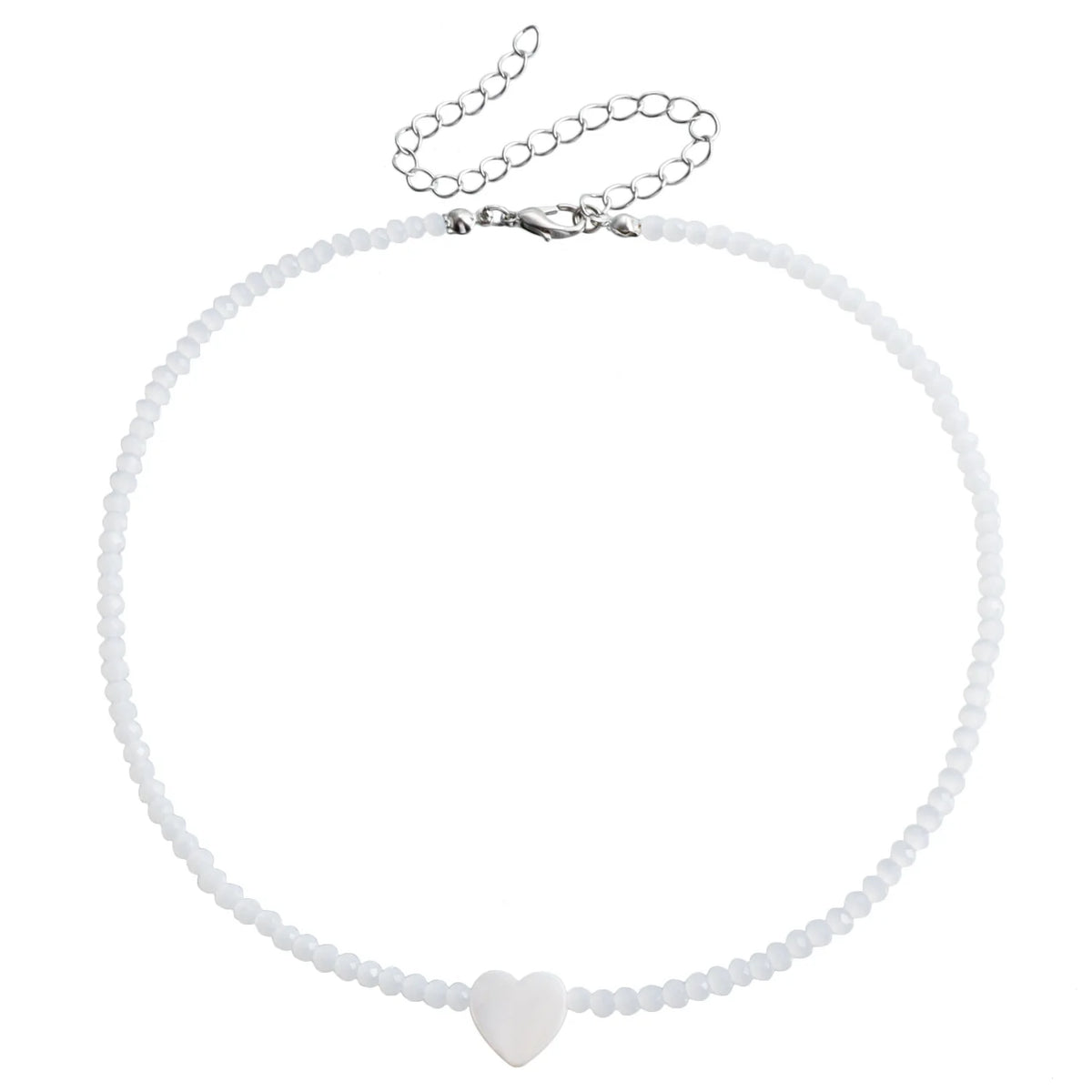 Fashion Simple Sweet Beads Heart Shaped Necklaces for Girls Stylish Glamorous Jewelry for Women Ladies Accessories Wholesale
