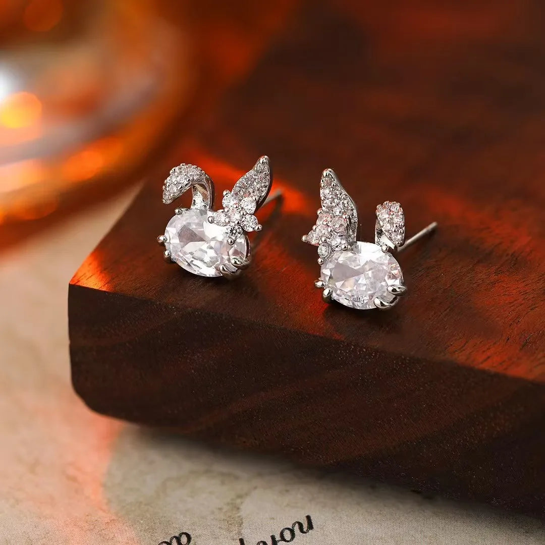 Women Square Dogs Origami Crane Shape Small Stud Earring Fashion Cute Elegant High Quality Jewelry Accessories for Female Daily