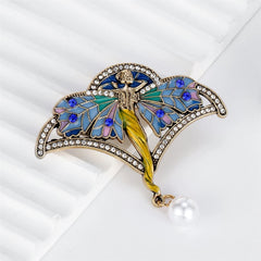 Fashion Luxury Butterfly Imitation Pearl Trendy Brooches for Girls Elegant Graceful Vintage Glitter Jewelry for Women Ladies