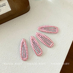 Cute Sweet Kawaii 5cm Hair Clips Baby Girls Simple Plaid Dot Fashion Minimalistic Snap Clips Kids Children Party Hair