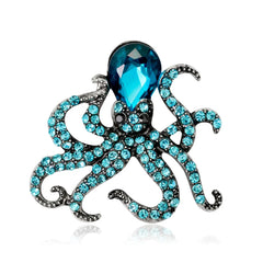 Fashion Glitter Sparking Rhinestone Animals Octopus Brooches for Girls Sweet Elegant Pins Jewelry for Women Ladies Accessories