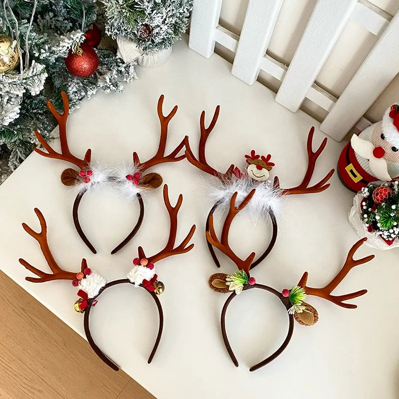 Christmas Children Head Bands Sweet Cute Cartoon Large Deer Hairbands for Baby Girls Wholesales New Christmas Hair Accessories