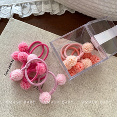 Children Multicolor Minimalistic Fluffy Balls High Elastic Hair Ties Fashion Sweet in Stock Scrunchies Accessory for Kids Daily