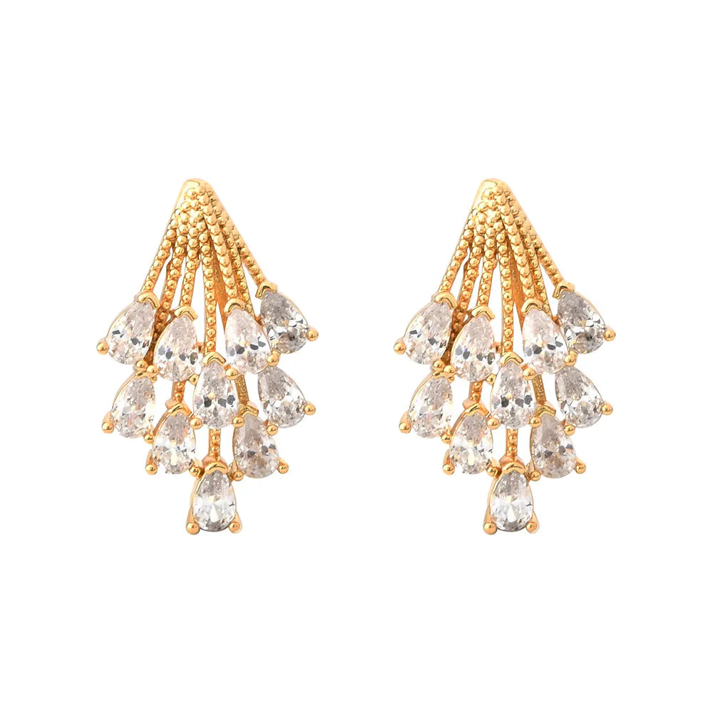 Super Fairy Firework Stud Earrings Water Drop Glitter Zircon Earrings Fashionable Stylish Light Luxury Ear Jewelry Accessories