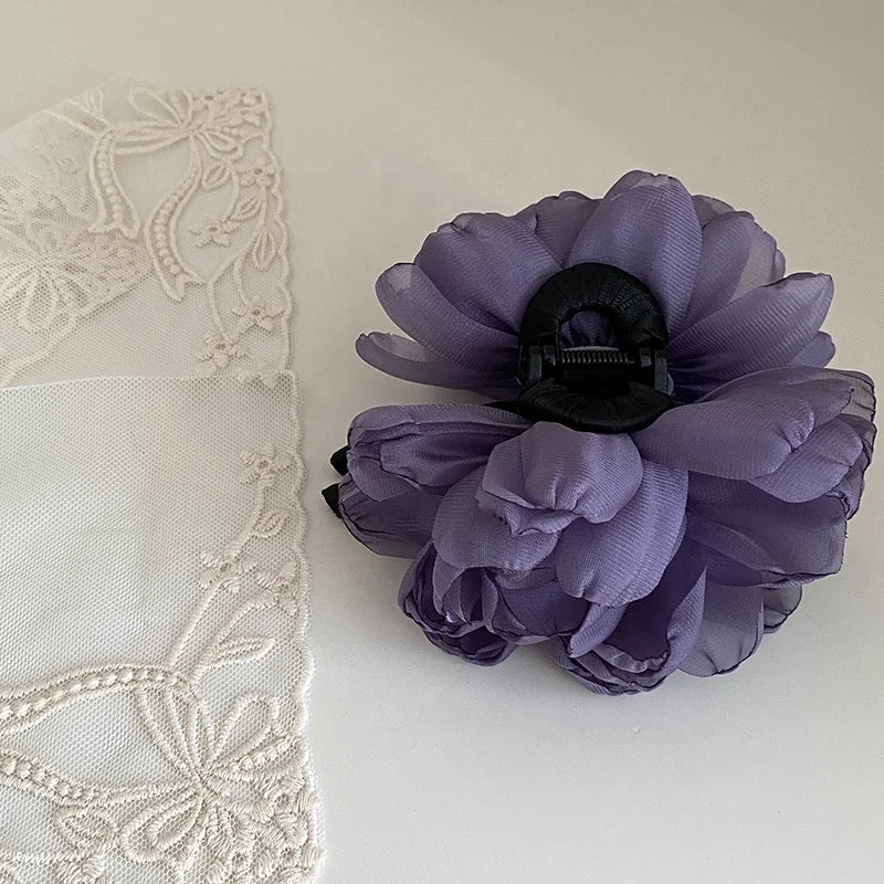 Female 2025 Hot Sale Flowers Black Hair Claws Fashion Chic Graceful Customized in Stock Bulk Order Holiday Hairpins Accessories