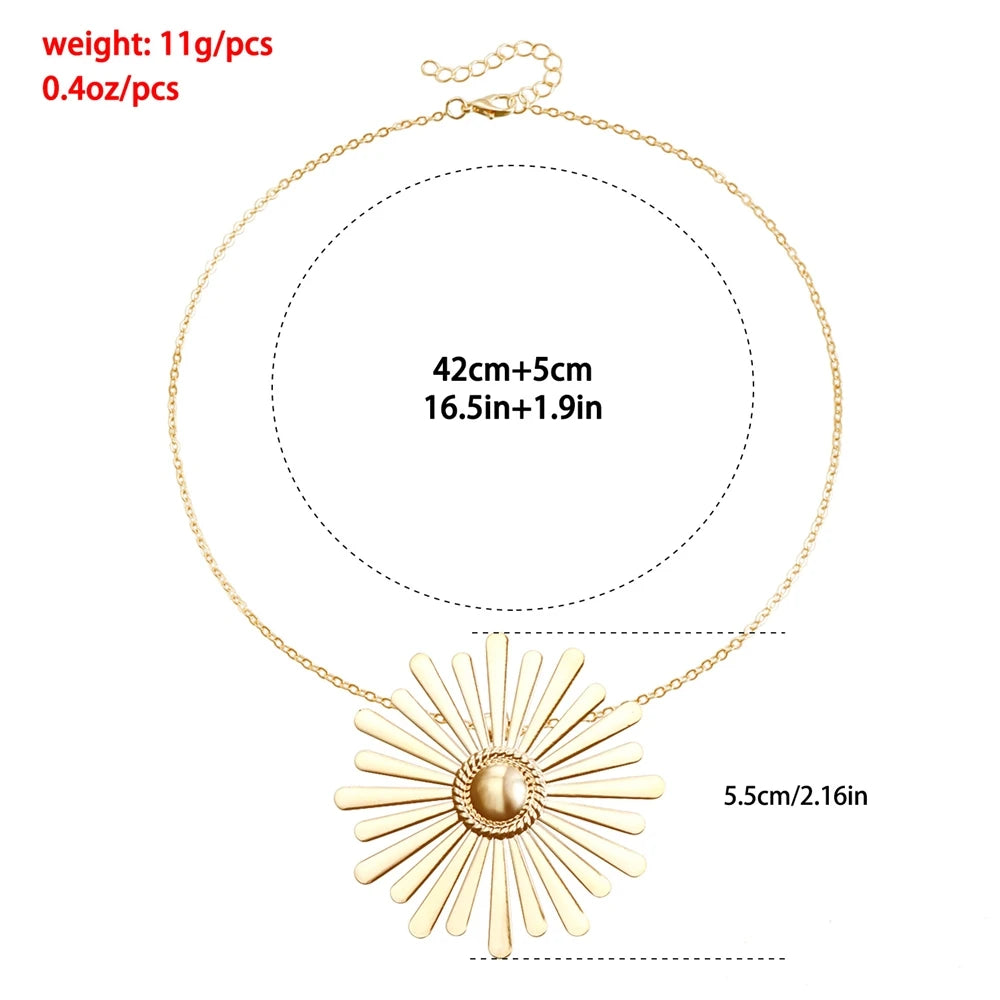 Fashion Simple Flowers Floral Minimalistic Necklaces for Girls Sweet Bold Dainty Jewelry Suits Sets for Women Ladies Accessories