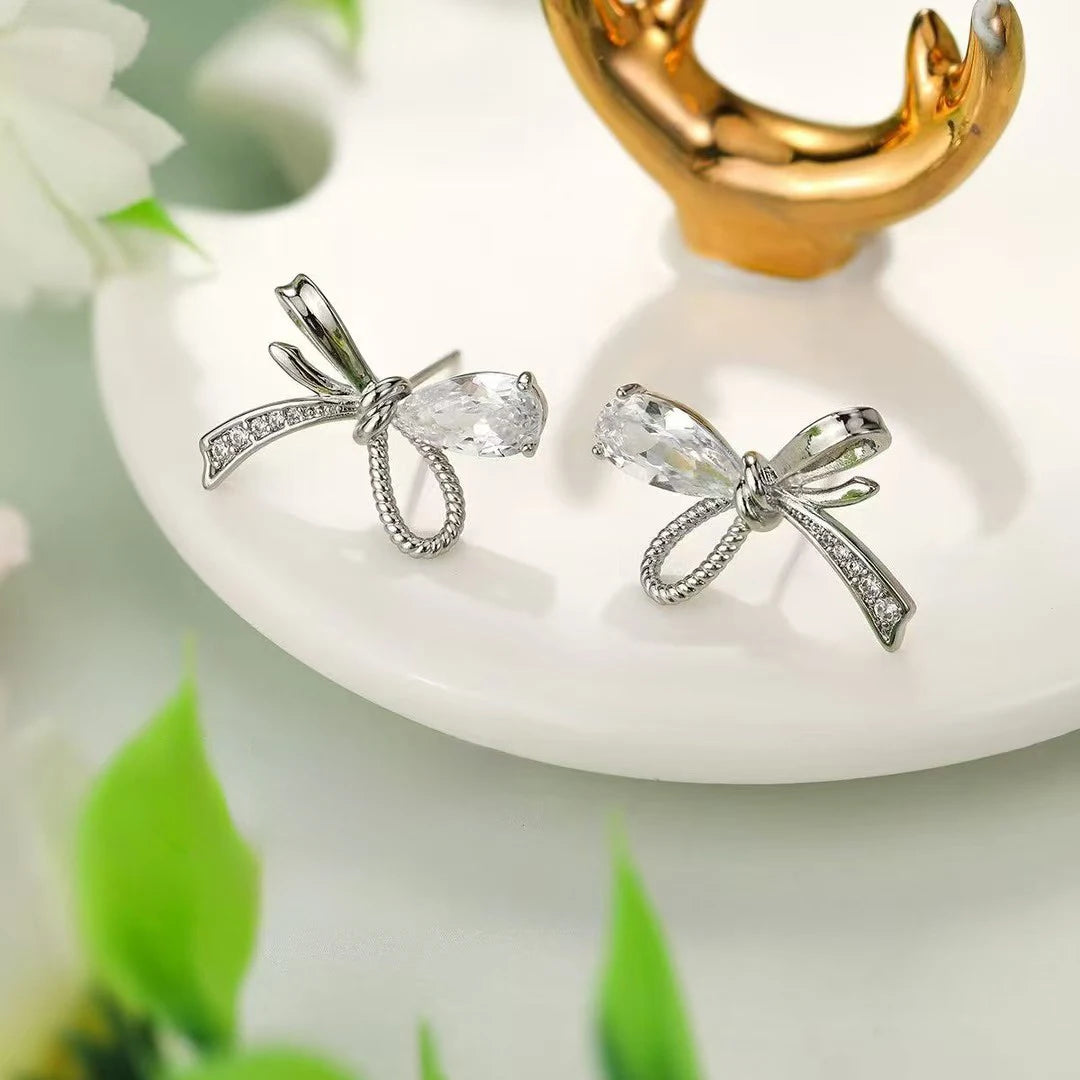 Ladies Hot Sale Heart Bow Shape Mini Stud Shape Fashion Elegant Chic Simple High Quality Bulk Jewelry Accessory for Women Daily