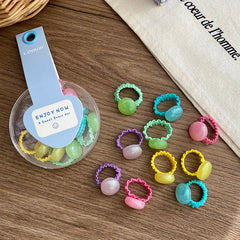 Sweet Cute Kids Hair Ties Candy Color Star Heart Beads Solid Color Small Scrunchies Accessories for Children Wholesale Stock