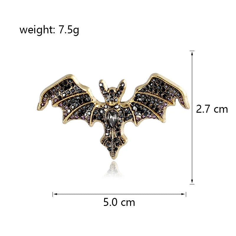 Fashion Dainty Glitter Rhinestone Sparking Bat Animals Brooches for Girls Trendy Pins Jewelry for Women Ladies Accessories