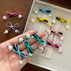 Classic Bowknot Heart Shaped Fabric Hair Clips for Baby Girls Cute Sweet Alligators Hair Accessories for Party Occasions