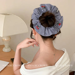 Stylish Plaid Cherry Scrunchies for Girls Elegant Minimalistic Casual Hair Ties for Women Ladies High Elastic Hair Accessories