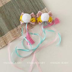Cute Rabbit Ribbon Mid Autumn Festival Hair Clips for Baby Girls Kawaii Fashion Alligators for Kids Children Hair Accessories