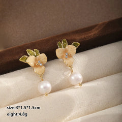 Fashion Flower Pearl Elegant French Style Drop Earrings for Girls Sweet Jewelry for Women Ladies Wholesale China Manufacturer