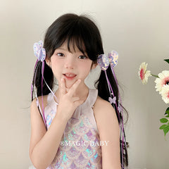 Wholesale Small 5cm Size Cute Girly Butterfly Ribbon Wig Braid Decorative Hair Claw Clips Sweet Children's Hairpins Accessories