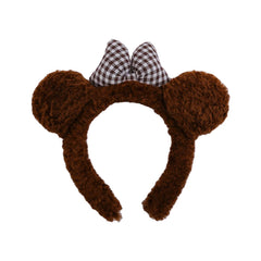2025 Brand New Cute Sweet Bear Head Band for Girls Kids Plaid Bowknot Fashion Hair Band for Women Ladies Hair Accessories