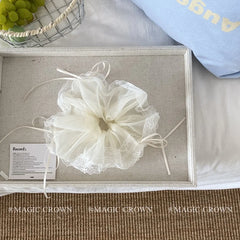 Large White Lace Bow Hairband Hair Ties for Women High Quality Tulle Minimalistic Scrunchies for Daily Use Hair Accessories