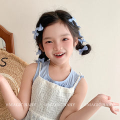 Girly Aesthetic Bowknot Small Solid Color Alligator Clips Fashion Sweet Cute Hairpins Accessories for Children Daily School Use