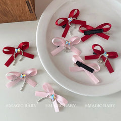 Girly Aesthetic Bowknot Solid Color Alligator Clips Fashion Elegant Princess Style in Stock Hairpins Accessories for Children