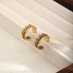 Fashion Copper Wire S925 Silver Hoop Earrings for Girls Simple Natural Stone Jewelry for Women Ladies Wholesale China Supplier