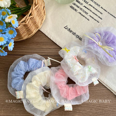 Girly Aesthetic Simple Solid Color Bowknot Large Scrunchies Fashion Sweet Elegant Ponytail Holder Hair Ties Accessories for Kids