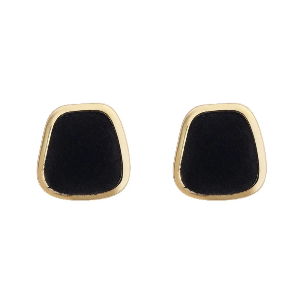 Women's Fashionable Flocking Earrings Studs Irregular Square S925 Silver Needle Retro Elegant High-end Ear Accessories Winter