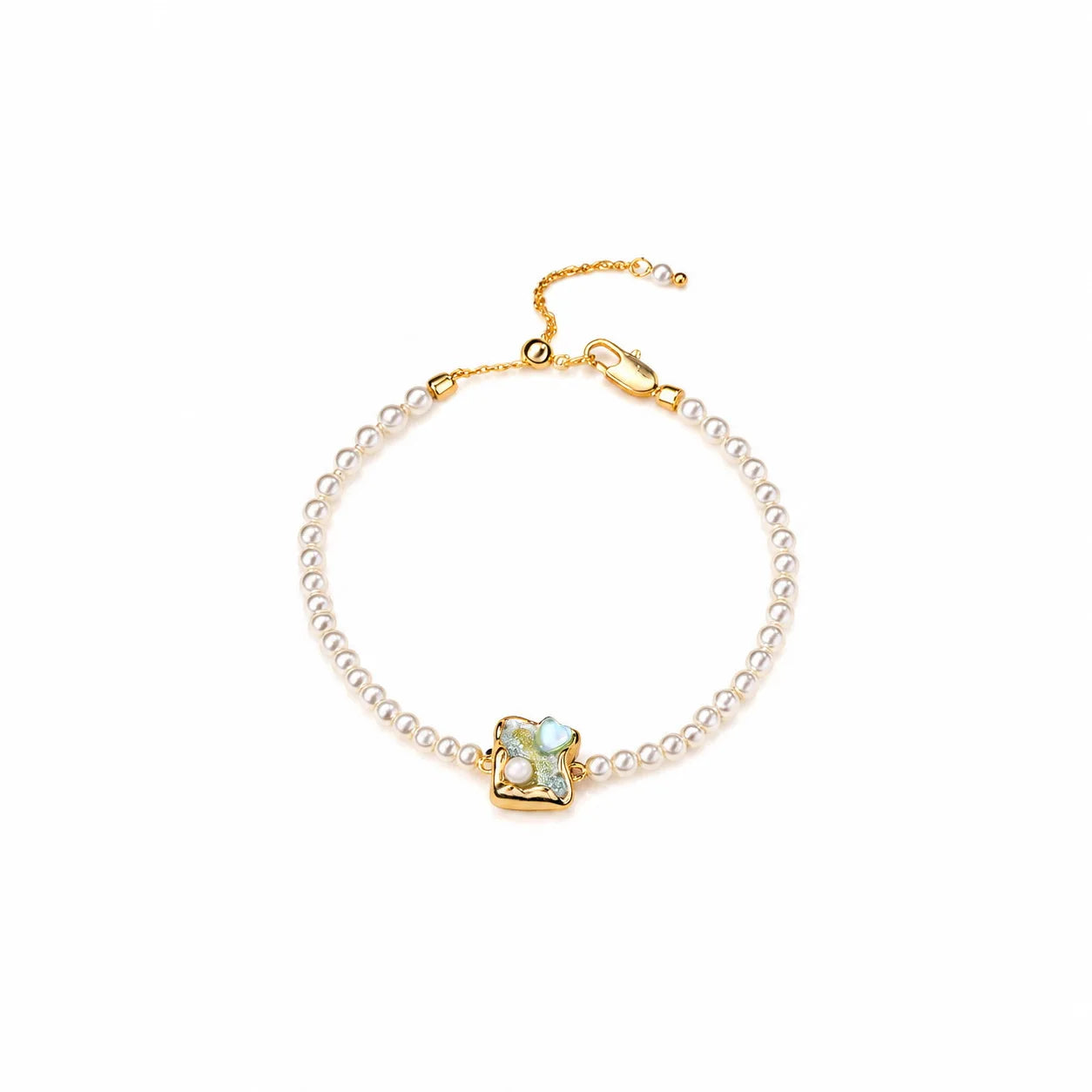 Fashion 18k Gold Copper Freshwater Pearl Bracelets for Girls Sweet Hand-Painted Drip Glaze Jewelry for Women Ladies Wholesale