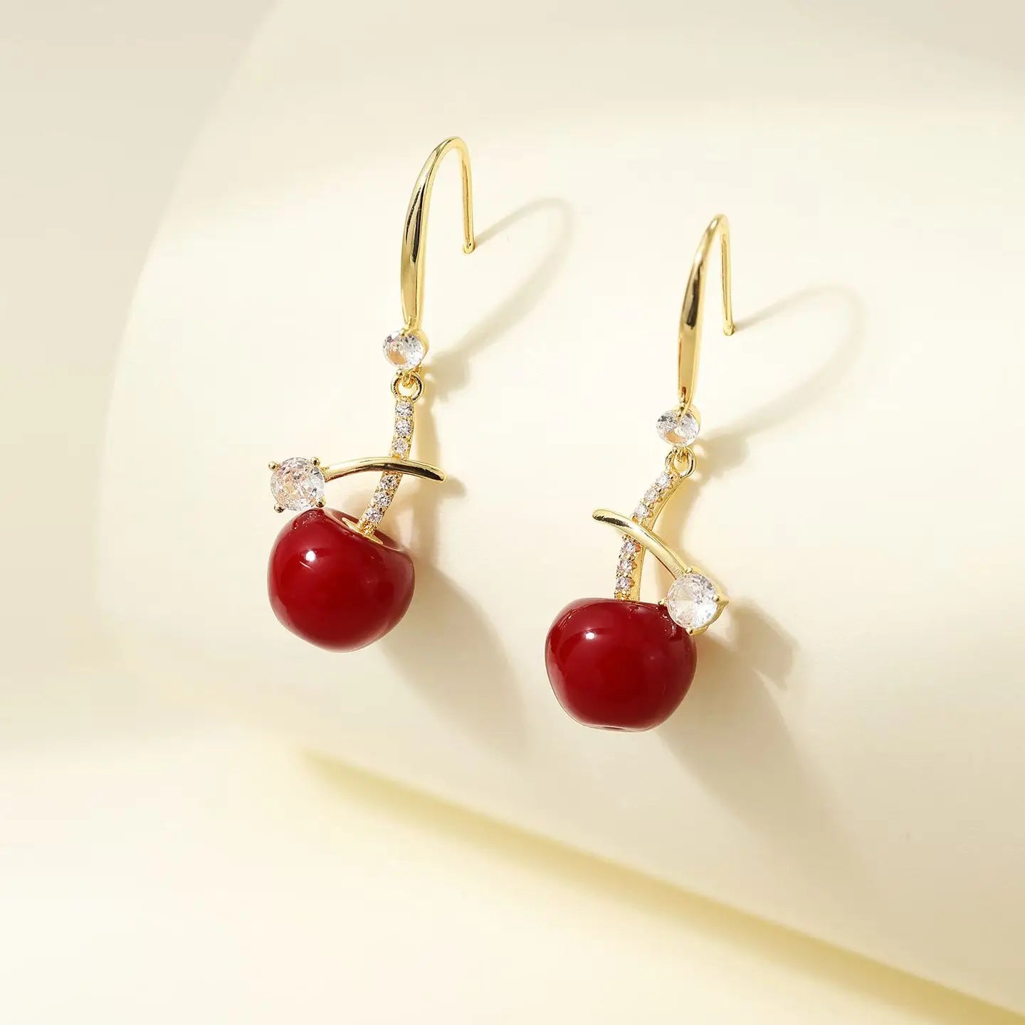 Sweet Red Fruits Cherry Bowknot Drop Earrings for Girls Trendy Stylish Elegant Jewellry for Women Ladies Accessories Wholesale