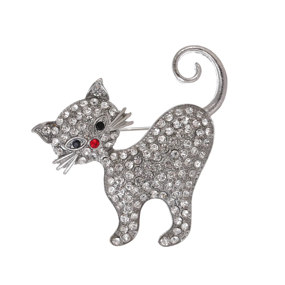 Fashion Cat Glitter Rhinestone Puppy Sweet Brooches for Girls Stylish Animals Pins Jewelry for Women Ladies Accessories Chic