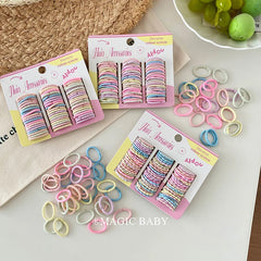 Simple Solid Color Minimalistic Fashion Scrunchies High Elastic Hair Ties for Kids Children Hair Accessories in Stock Kawaii