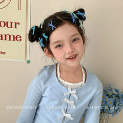 Wholesale 5cm Kids Hairpins Candy-Colored Bowknot Alligator Clips Fashionable Alloy Fabric Sweet Cute Accessories for Parties