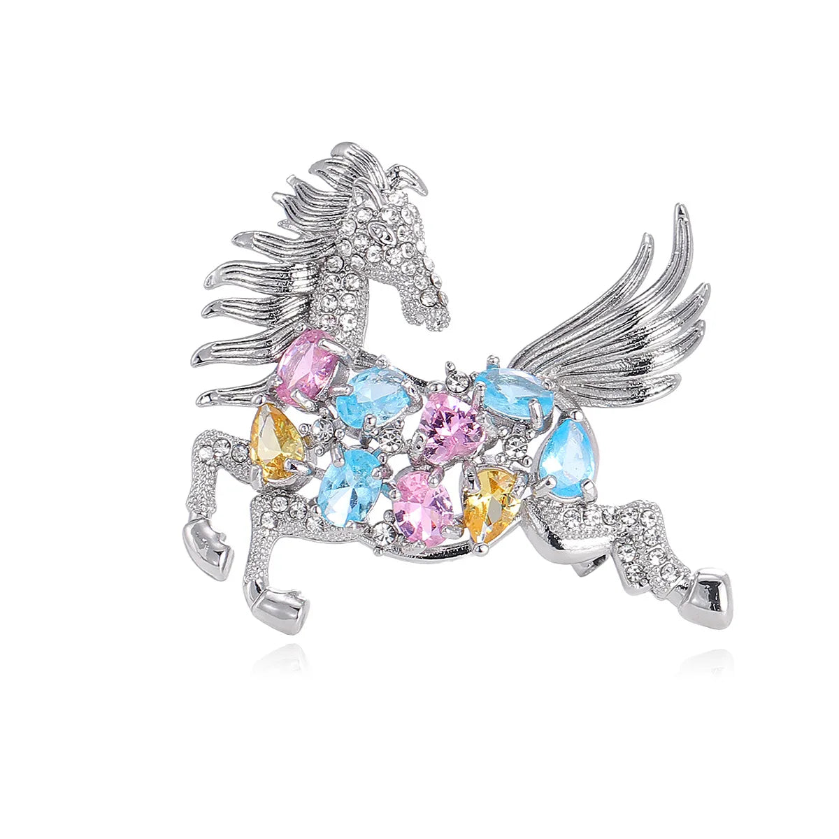 Fashion Glitter Rhinestone Sweet Horses Animals Brooches for Girls Trendy New Year Stylish Jewelry for Women Ladies Accessories