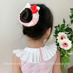 Hot Sale Color Blocked Bowknot Cartoon Large Hair Ties Sweet Cute Ponytail Holder Scrunchies in Stock Accessories for Girls Kids