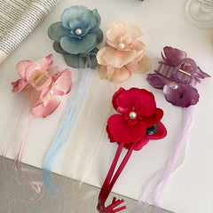 Brand New Fashion Flower Hair Clips for Girls Ribbon Trendy Stylish Haarspange for Women Ladies Femme Stunning Hair Accessories